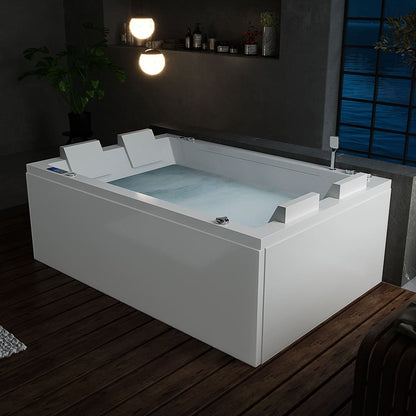 Empava 71" Rectangular 2-Person Whirlpool Air Combo Tub | 64 Jets | EMPV-71JT801