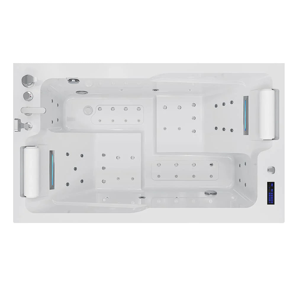 Empava Freestanding Whirlpool Bathtub Jetted Tub with LED Lights Inline Heater | EMPV-71JT802