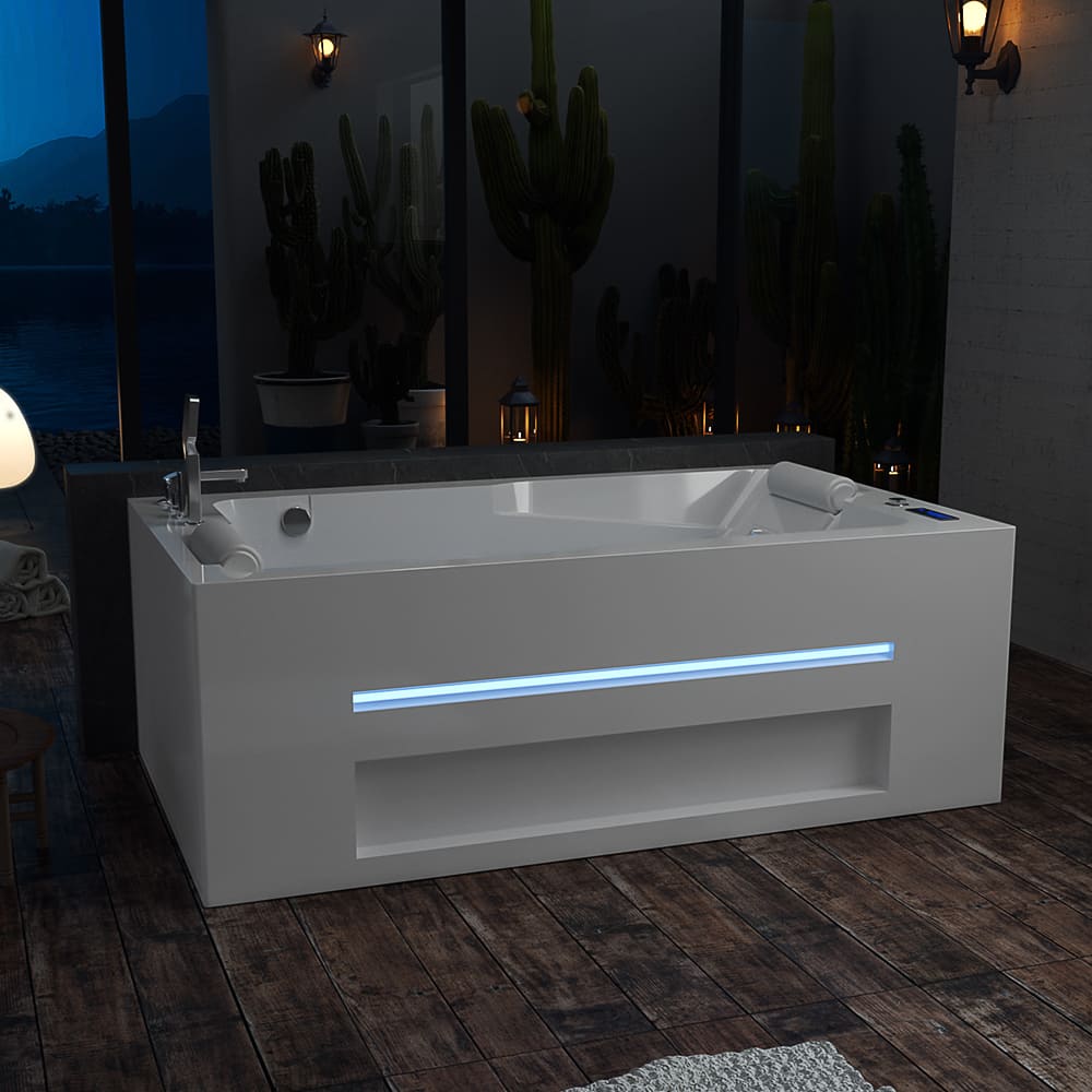 Empava Freestanding Whirlpool Bathtub Jetted Tub with LED Lights Inline Heater | EMPV-71JT802