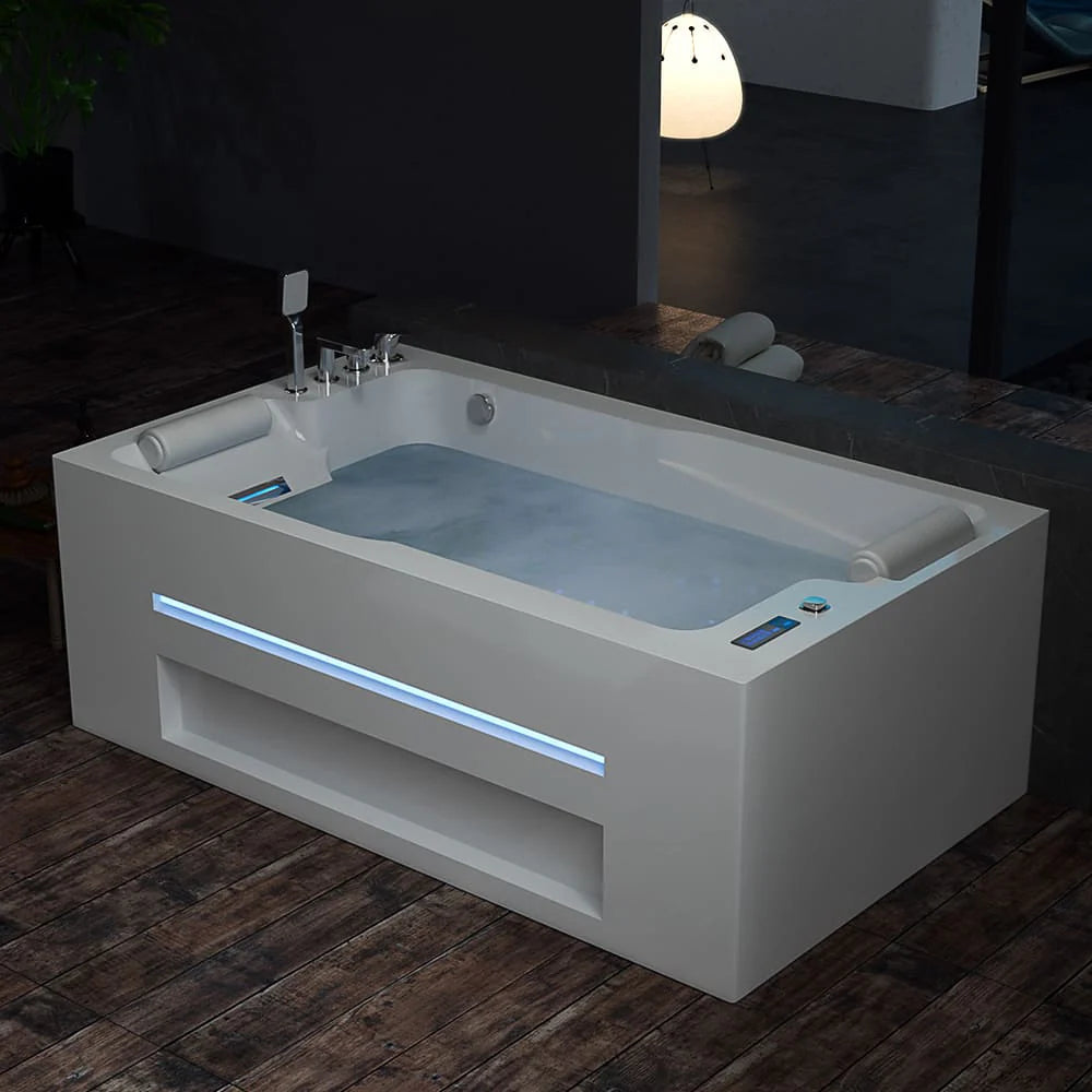 Empava Freestanding Whirlpool Bathtub Jetted Tub with LED Lights Inline Heater | EMPV-71JT802