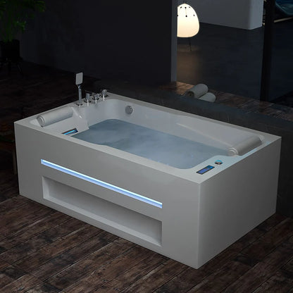 Empava Freestanding Whirlpool Bathtub Jetted Tub with LED Lights Inline Heater | EMPV-71JT802