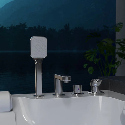 Empava Freestanding Whirlpool Bathtub Jetted Tub with LED Lights Inline Heater | EMPV-71JT802