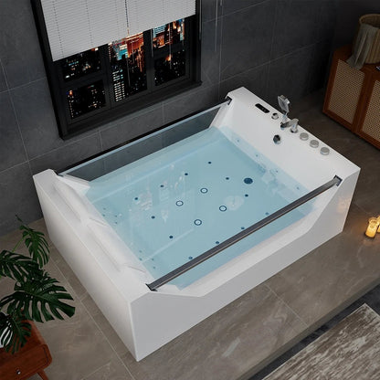 Empava 71" Freestanding Combo Massage Whirlpool Tub Clear Panels Heater I EMPV-71PRO01
