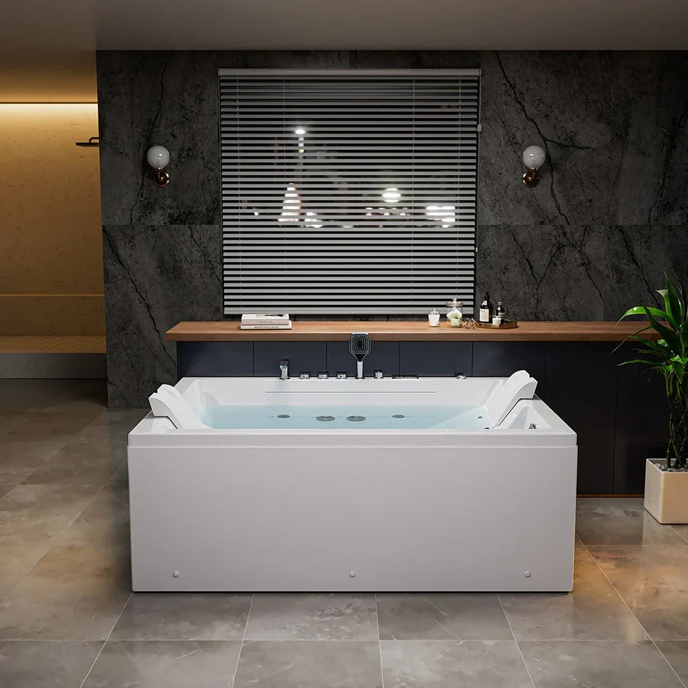 Empava 71” 2-Person Freestanding Whirlpool & Air Bathtub with Heater | EMPV-71PRO02
