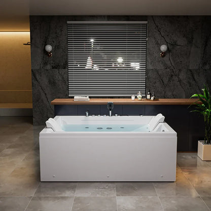 Empava 71” 2-Person Freestanding Whirlpool & Air Bathtub with Heater | EMPV-71PRO02
