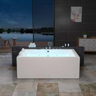 Empava 71PRO04 71"L X 47"W X 25"H Freestanding Soaking Tub for 2 People – Deep Acrylic Bathtub with Center Drain