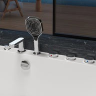 Empava 71PRO04 71"L X 47"W X 25"H Freestanding Soaking Tub for 2 People – Deep Acrylic Bathtub with Center Drain