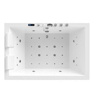 Empava 71PRO04 71"L X 47"W X 25"H Freestanding Soaking Tub for 2 People – Deep Acrylic Bathtub with Center Drain