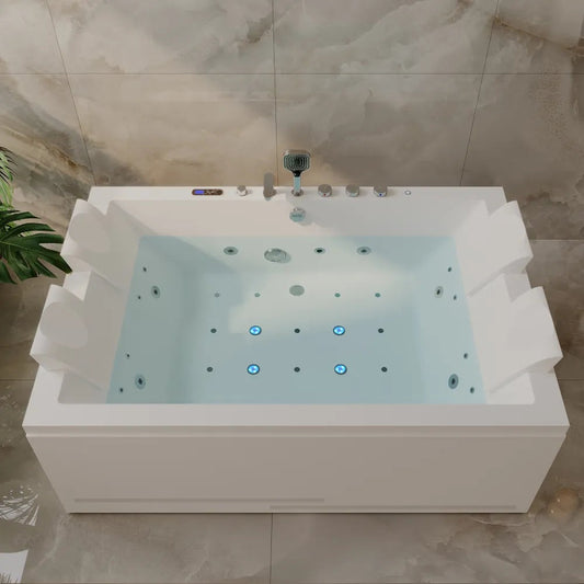 EMPV-71PRO05 71" Alcove Dual Massage Whirlpool Inline Heater 2-Person Bathtub with Revi-skin Therapy