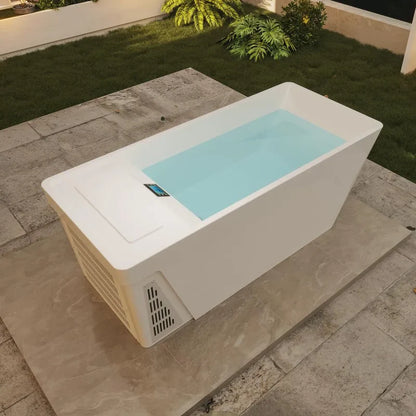 Empava EMPV-79CLF02 | 79-Inch White Acrylic Freestanding Cold Plunge Bathtub with Right Drain