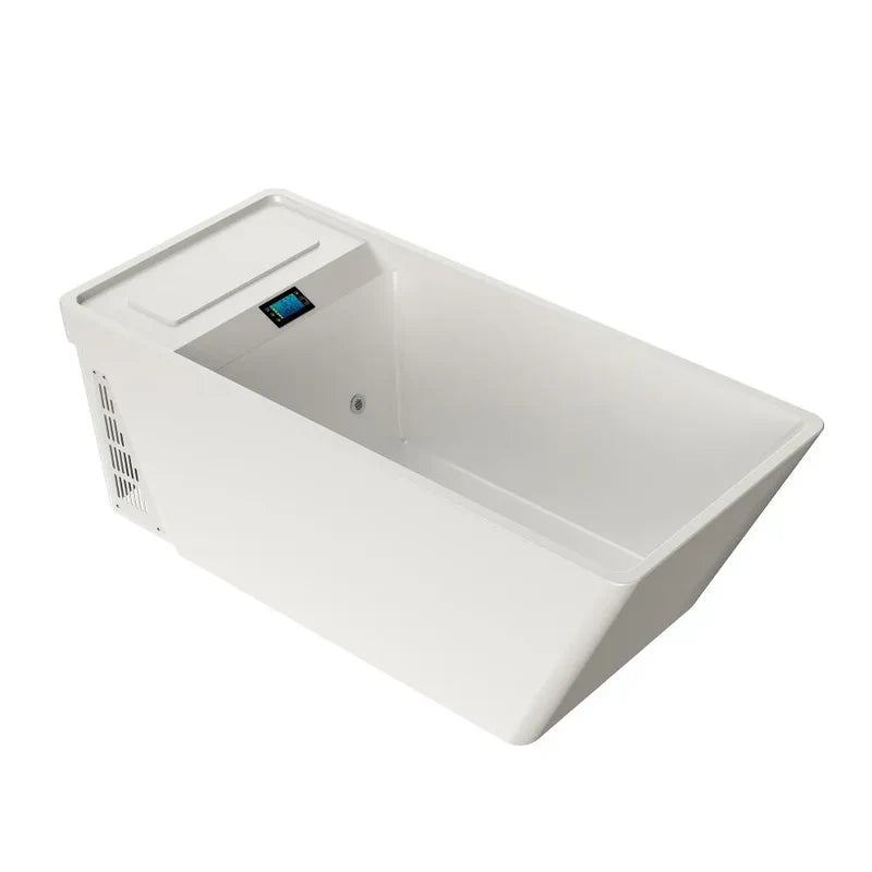 Empava EMPV-79CLF02 | 79-Inch White Acrylic Freestanding Cold Plunge Bathtub with Right Drain