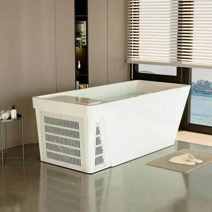 Empava EMPV-79CLF02 | 79-Inch White Acrylic Freestanding Cold Plunge Bathtub with Right Drain