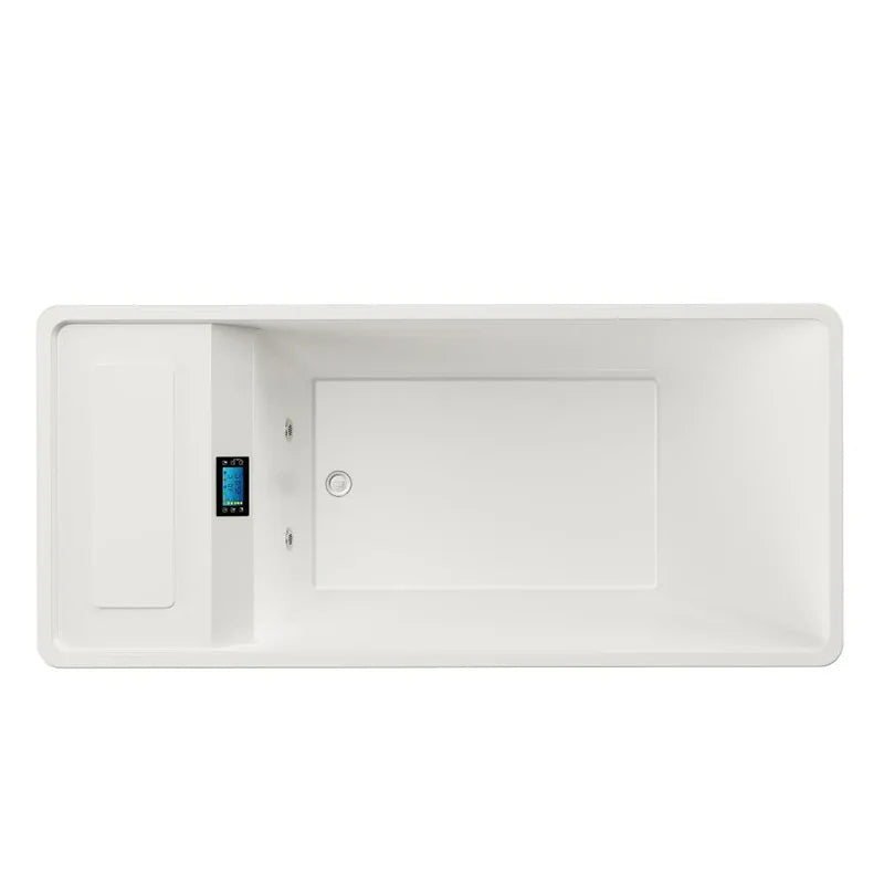 Empava EMPV-79CLF02 | 79-Inch White Acrylic Freestanding Cold Plunge Bathtub with Right Drain
