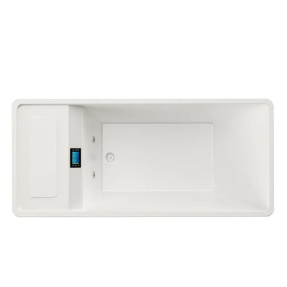 Empava EMPV-79CLF02 | 79-Inch White Acrylic Freestanding Cold Plunge Bathtub with Right Drain