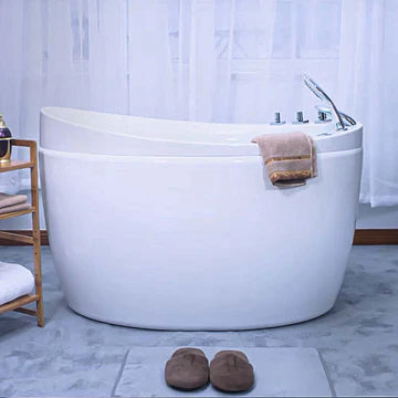Empava 48JT011 - 48" Compact Japanese-Style Freestanding Air Massage Bathtub with Reversible Drain