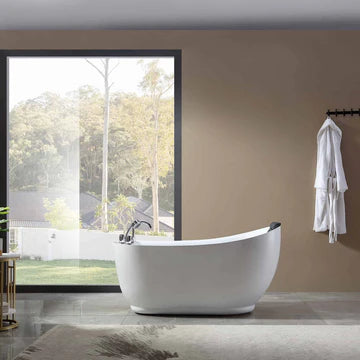 Empava 59AIS04 - 59"L X 29.5''W X 29.5''H Freestanding Oval-Shaped Whirlpool Tub with Faucet