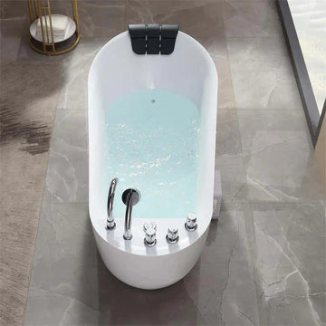 Empava 59AIS04 - 59"L X 29.5''W X 29.5''H Freestanding Oval-Shaped Whirlpool Tub with Faucet