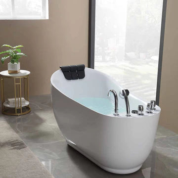 Empava 59" Freestanding Whirlpool Jetted Slipper Tub | EMPV-59AIS04