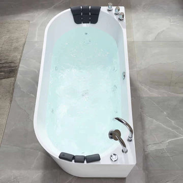 59" Compact Center Drain Tub | Whirlpool Jets & Dual Headrest | EMPV-59AIS06