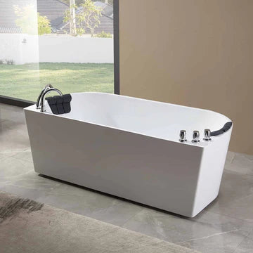59" Compact Center Drain Tub | Whirlpool Jets & Dual Headrest | EMPV-59AIS06