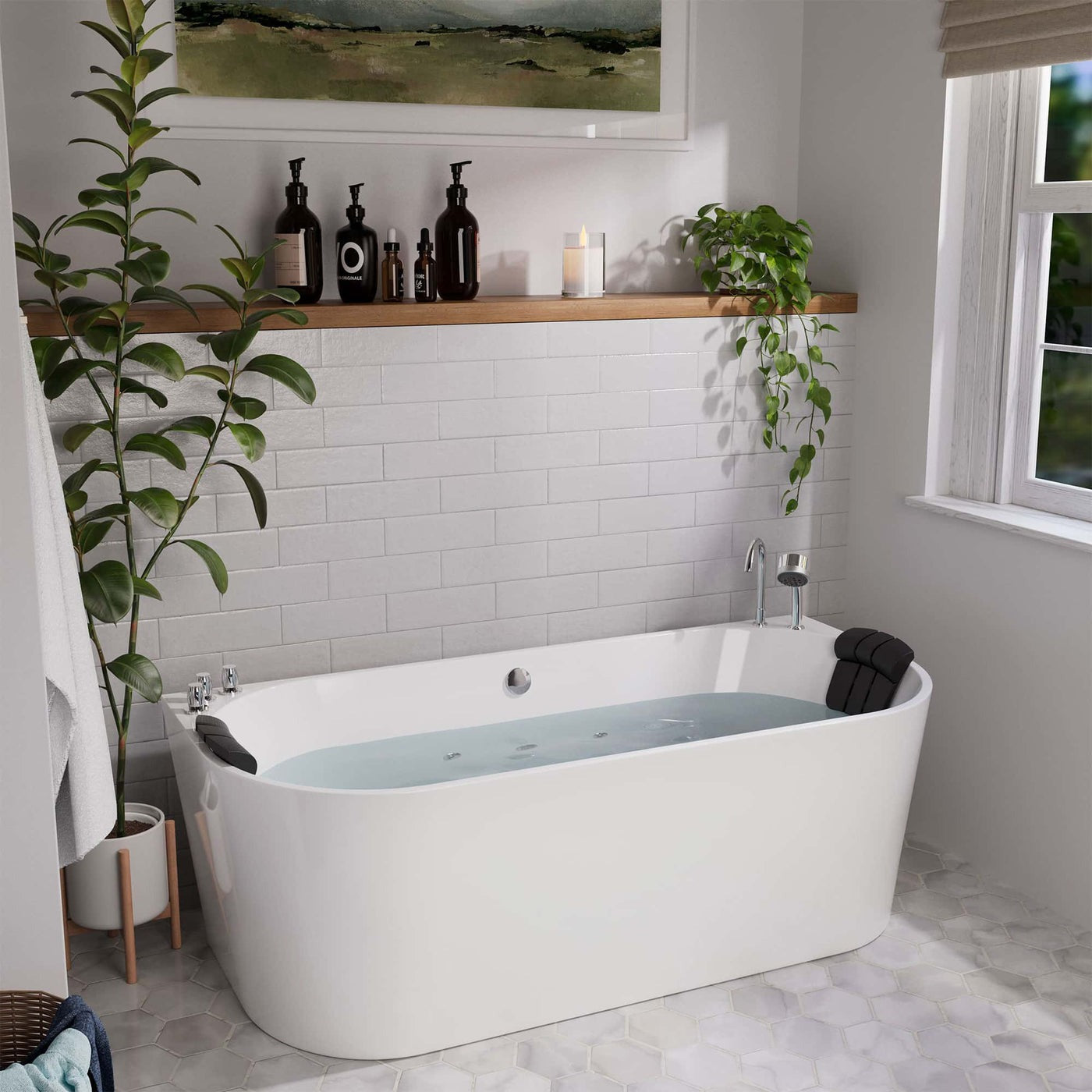 Empava 59" Freestanding Whirlpool Bathtub | 8 Hydro-Massage Jets | EMPV-59AIS06