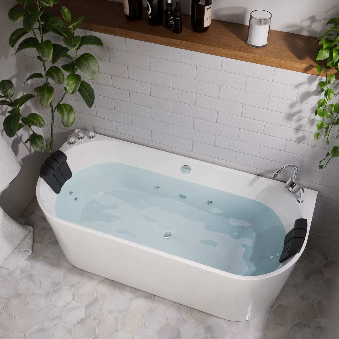 Empava 59" Freestanding Whirlpool Bathtub | 8 Hydro-Massage Jets | EMPV-59AIS06