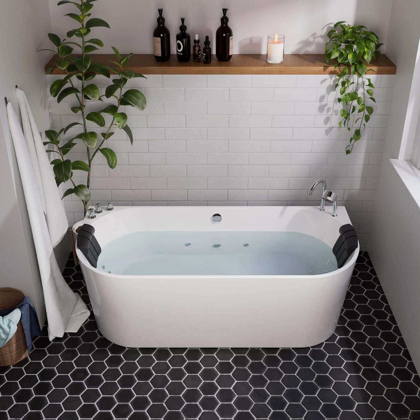 Empava 59" Freestanding Whirlpool Bathtub | 8 Hydro-Massage Jets | EMPV-59AIS06