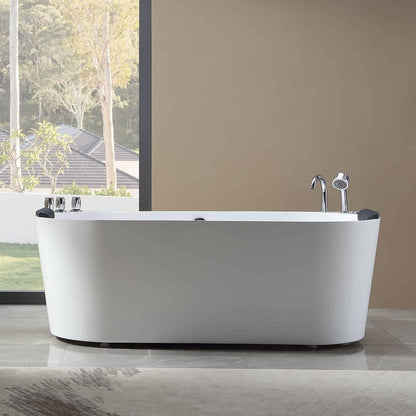 Empava 59" Freestanding Whirlpool Bathtub | 8 Hydro-Massage Jets | EMPV-59AIS06
