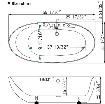 Empava-59AIS12 59" Freestanding Egg-Shaped Whirlpool Bathtub