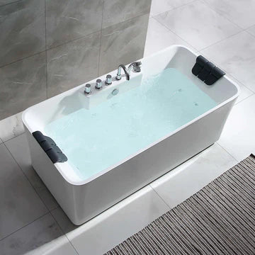 Empava EMPV-59AIS15 - 59" Freestanding Rectangular Whirlpool Tub with Center Drain