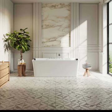Empava EMPV-59AIS15 - 59" Freestanding Rectangular Whirlpool Tub with Center Drain