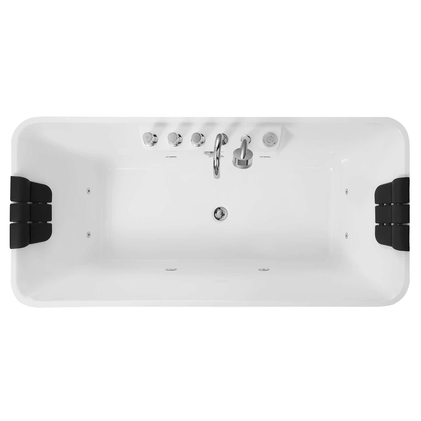 Empava 59" Freestanding Rectangular Whirlpool Tub | 8 Hydro-Massage Jets | EMPV-59AIS15