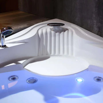 Empava 59JT319LED - 59" Corner Whirlpool Thermostatic LED Tub with Left Drain