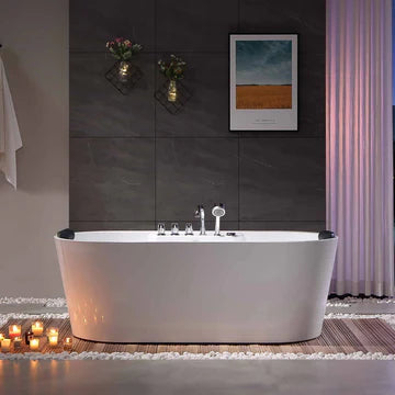 Empava 67AIS01 - 67" Freestanding Whirlpool Bathtub with Center Drain