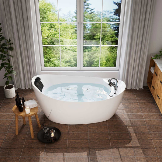 Empava 67" Freestanding Whirlpool Bathtub | 10 Hydro-Massage Jets | EMPV-67AIS02