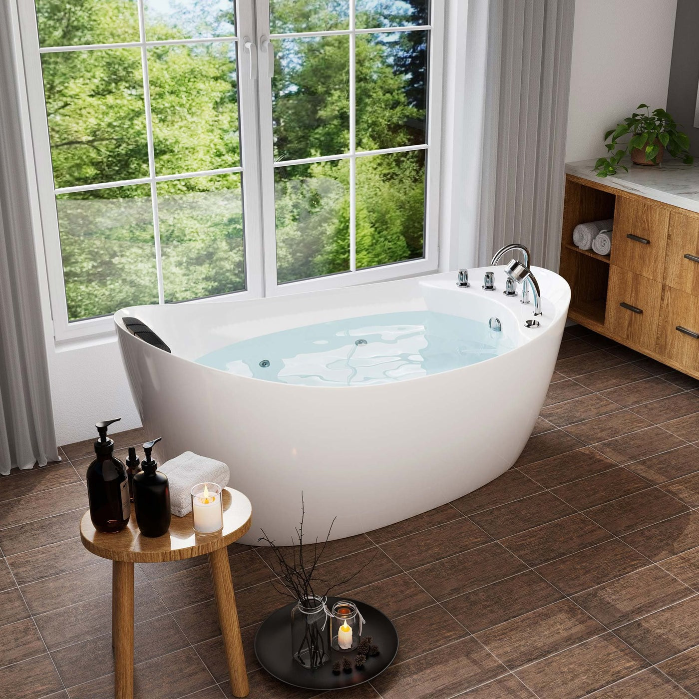 Empava 67" Freestanding Whirlpool Bathtub | 10 Hydro-Massage Jets | EMPV-67AIS02