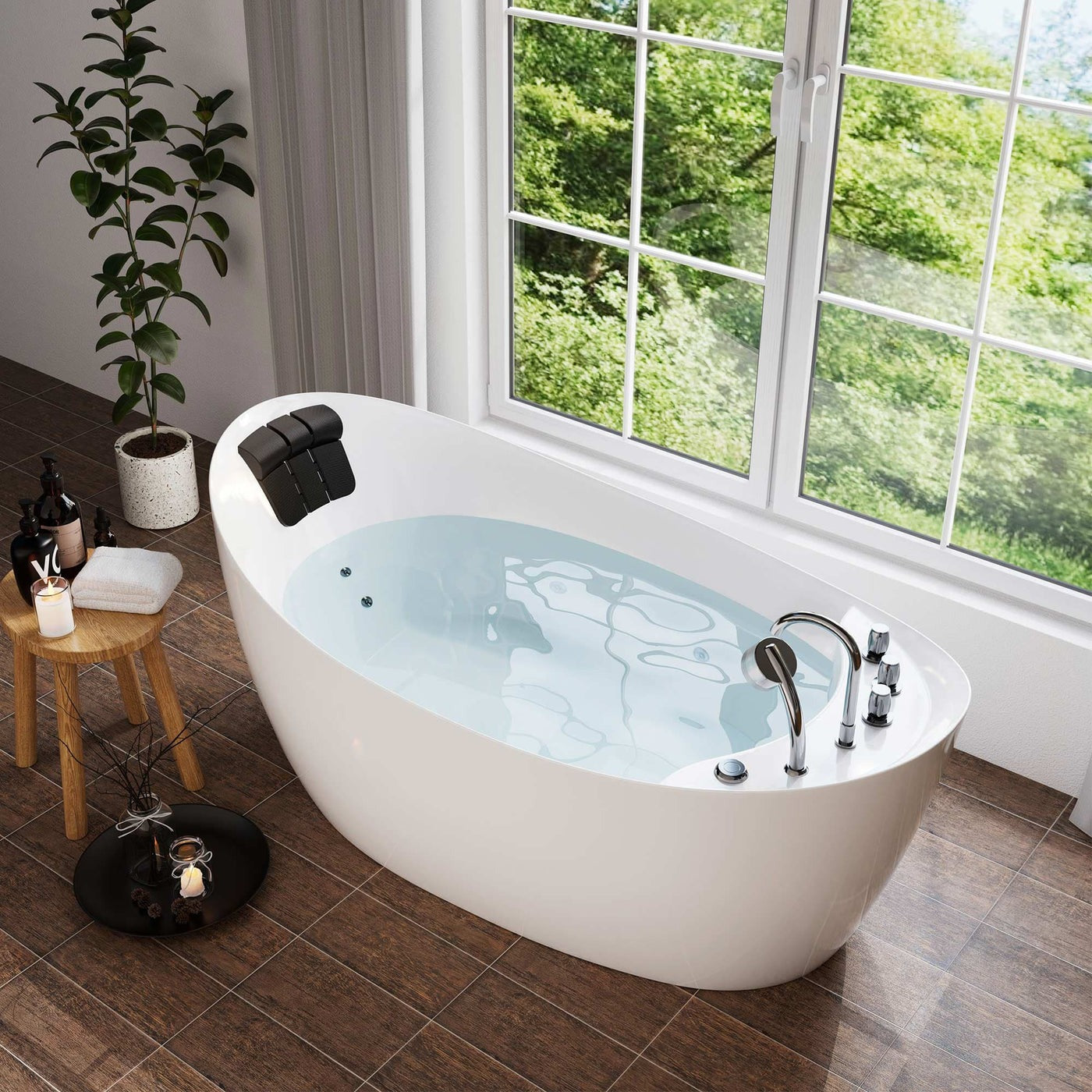 Empava 67" Freestanding Whirlpool Bathtub | 10 Hydro-Massage Jets | EMPV-67AIS02