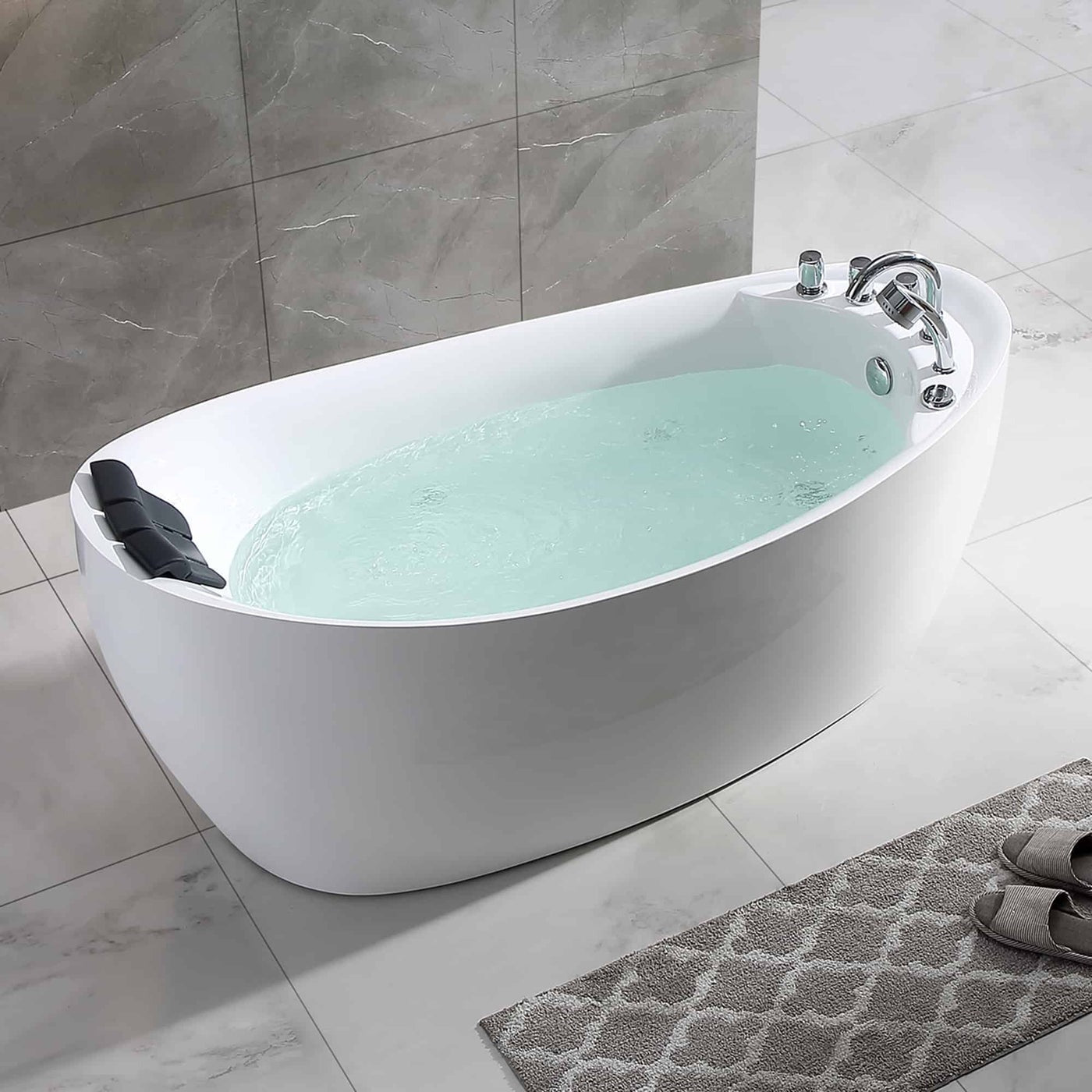 Empava 67" Freestanding Whirlpool Bathtub | 10 Hydro-Massage Jets | EMPV-67AIS02