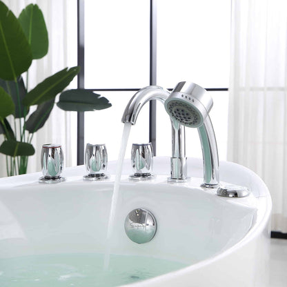 Empava 67" Freestanding Whirlpool Bathtub | 10 Hydro-Massage Jets | EMPV-67AIS02