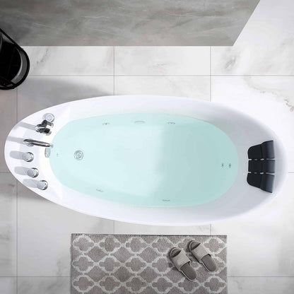Empava 67" Freestanding Whirlpool Bathtub | 10 Hydro-Massage Jets | EMPV-67AIS02