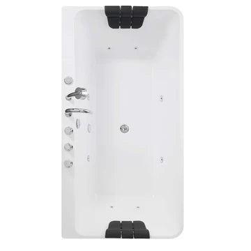 Empava 67AIS03 - 67" Freestanding Rectangular Whirlpool Bathtub with Center Drain