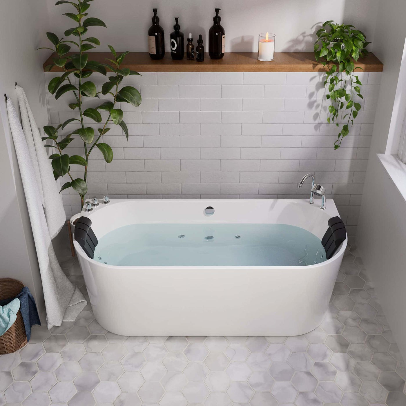 Empava 67" Freestanding Whirlpool Bathtub | 10 Hydro-Massage Jets | EMPV-67AIS07