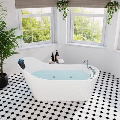 Empava 67" High-Back Slipper Whirlpool Bathtub | 7 Hydro-Massage Jets | EMPV-67AIS09