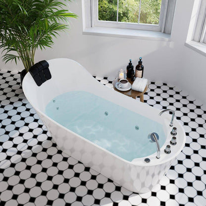 Empava 67" High-Back Slipper Whirlpool Bathtub | 7 Hydro-Massage Jets | EMPV-67AIS09