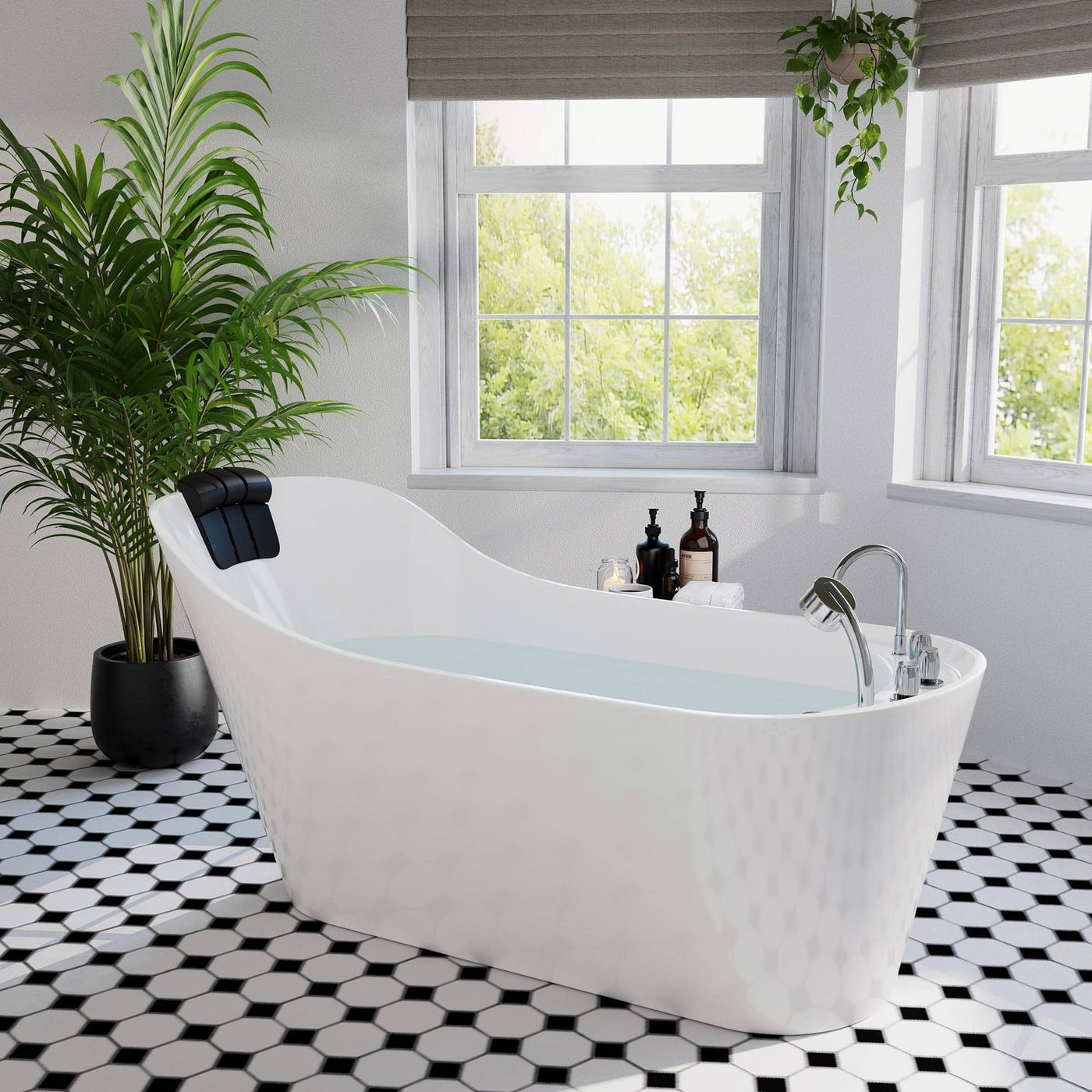 Empava 67" High-Back Slipper Whirlpool Bathtub | 7 Hydro-Massage Jets | EMPV-67AIS09