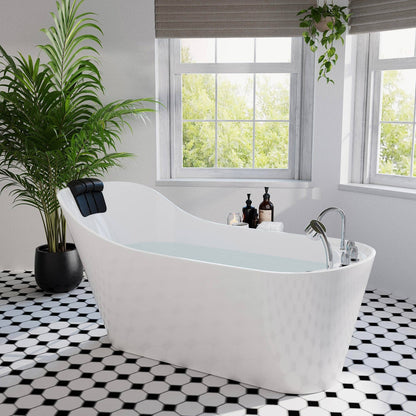 Empava 67" High-Back Slipper Whirlpool Bathtub | 7 Hydro-Massage Jets | EMPV-67AIS09