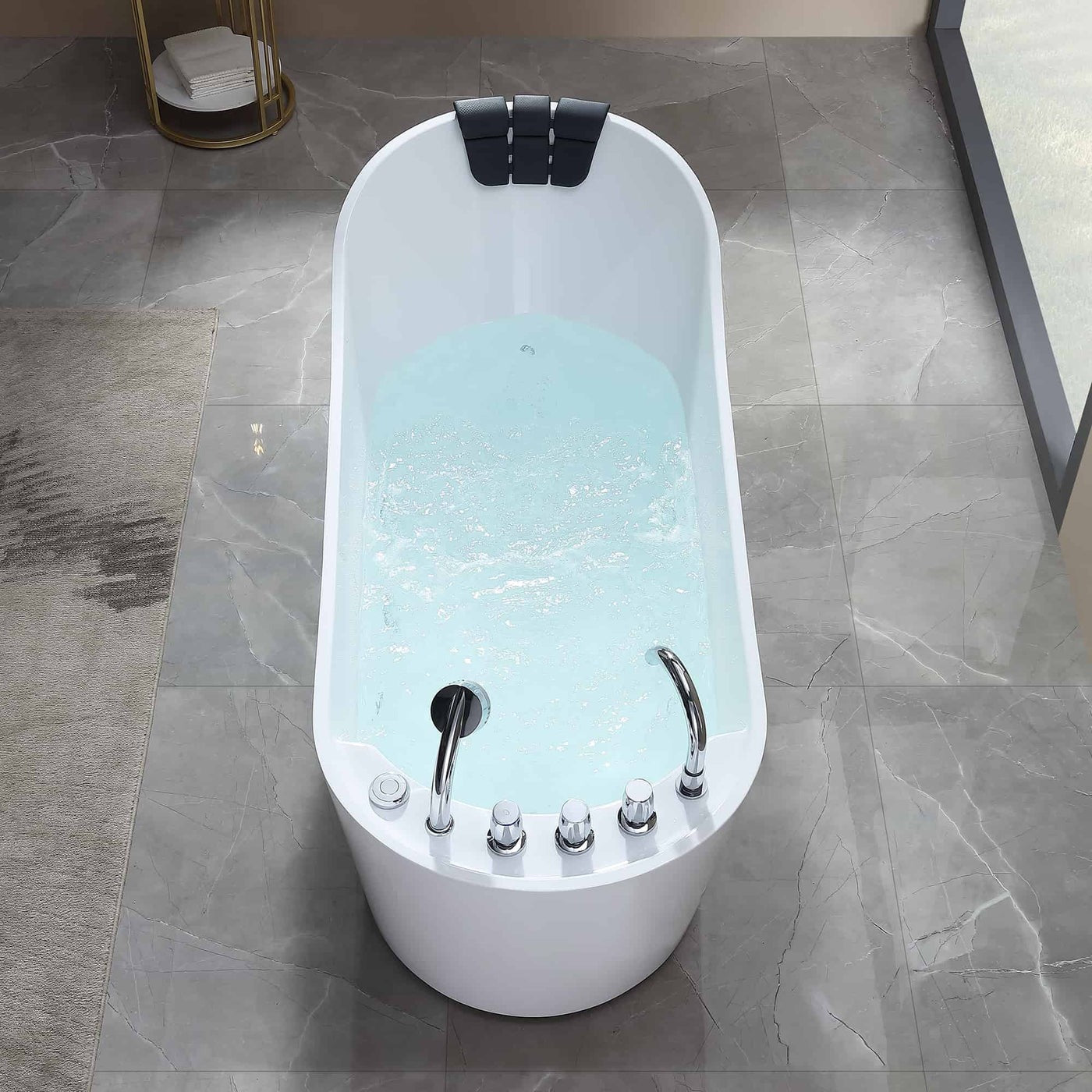 Empava 67" High-Back Slipper Whirlpool Bathtub | 7 Hydro-Massage Jets | EMPV-67AIS09