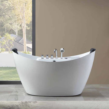 Empava 67AIS10 - 67" Freestanding Double Slipper Whirlpool Bathtub with Center Drain