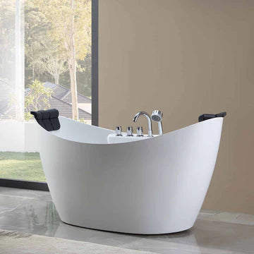 Empava 67AIS10 - 67" Freestanding Double Slipper Whirlpool Bathtub with Center Drain