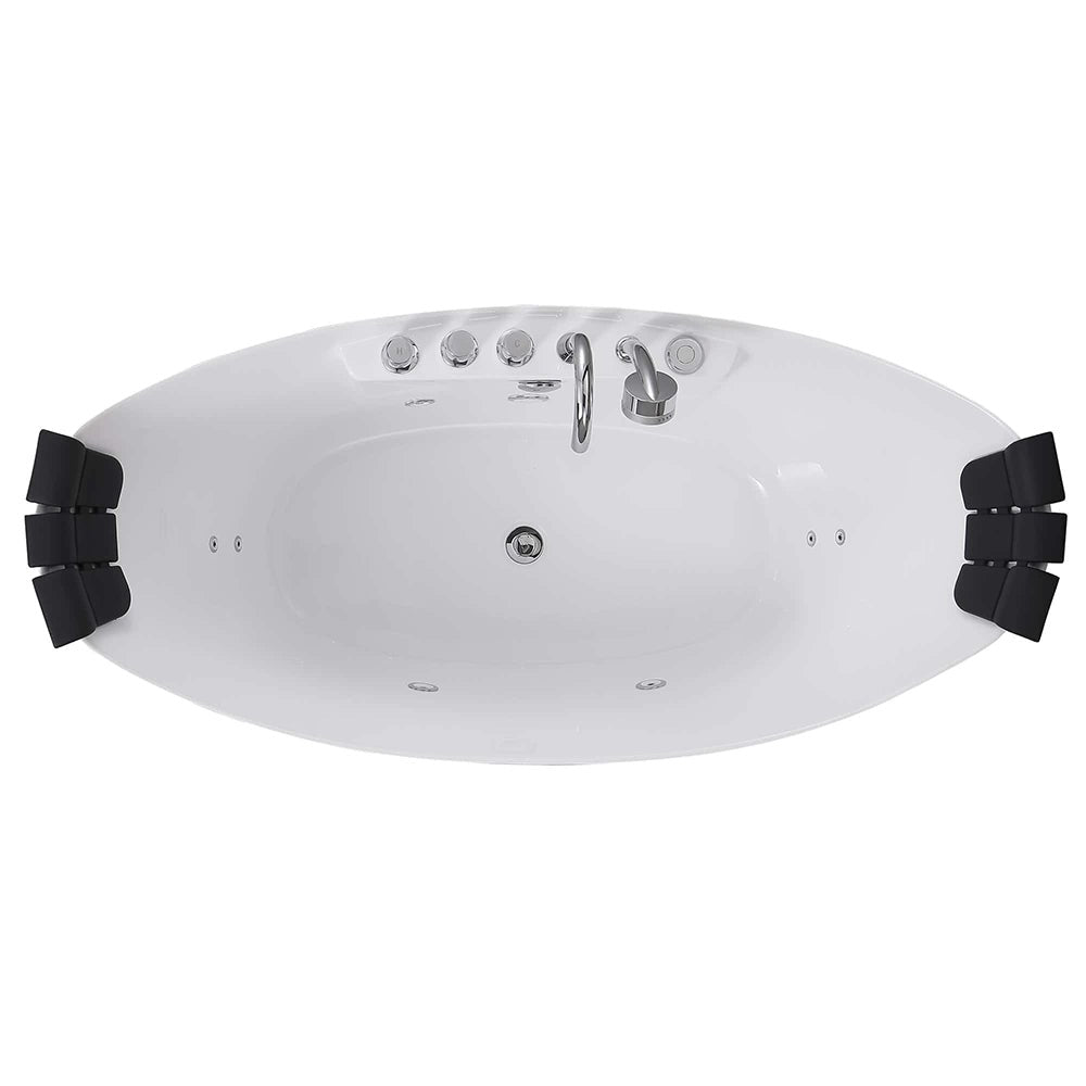 EMPV-67AIS13 | Empava 67" Oval Freestanding Whirlpool Tub with Center Drain & Headrest
